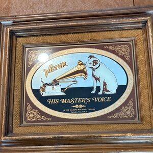 Vintage RCA The Masters  Voice Framed Mirror 19” X 16”